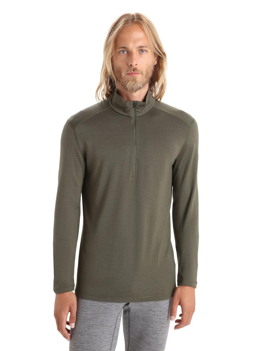 Men\'s Icebreaker Merino 260 Tech Long Sleeve Half Zip Thermal Top Base Layers Loden | CA 1563DFMN